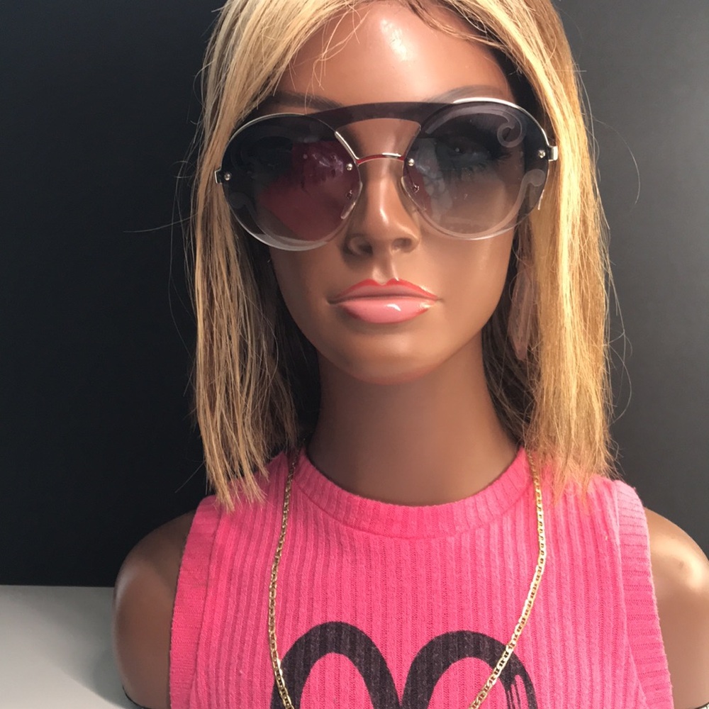 💯 - New Auth Prada PR 65TS (ZVN0D0) Gold and Silver Women's Sunglasses
